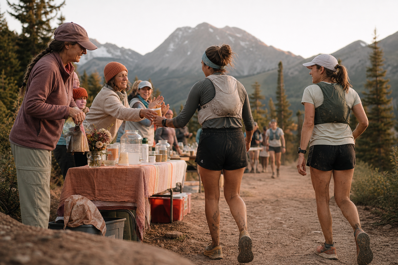 The finish at dusk